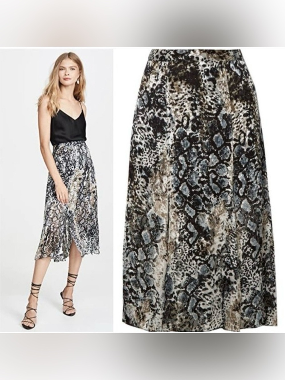 Alice + Olivia Athena Python Snake Print Midi Skirt